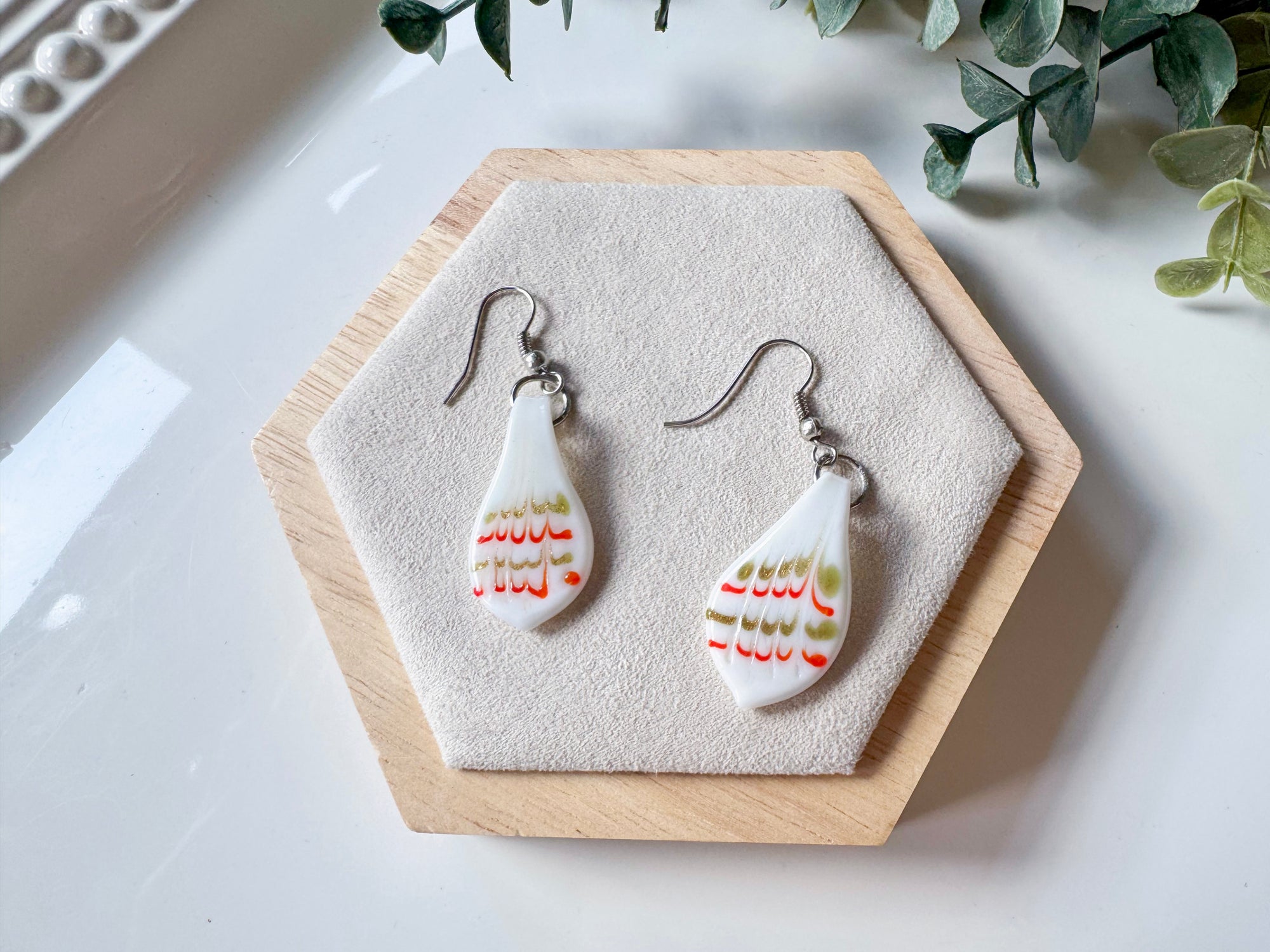 Glass Petal Drop Earrings