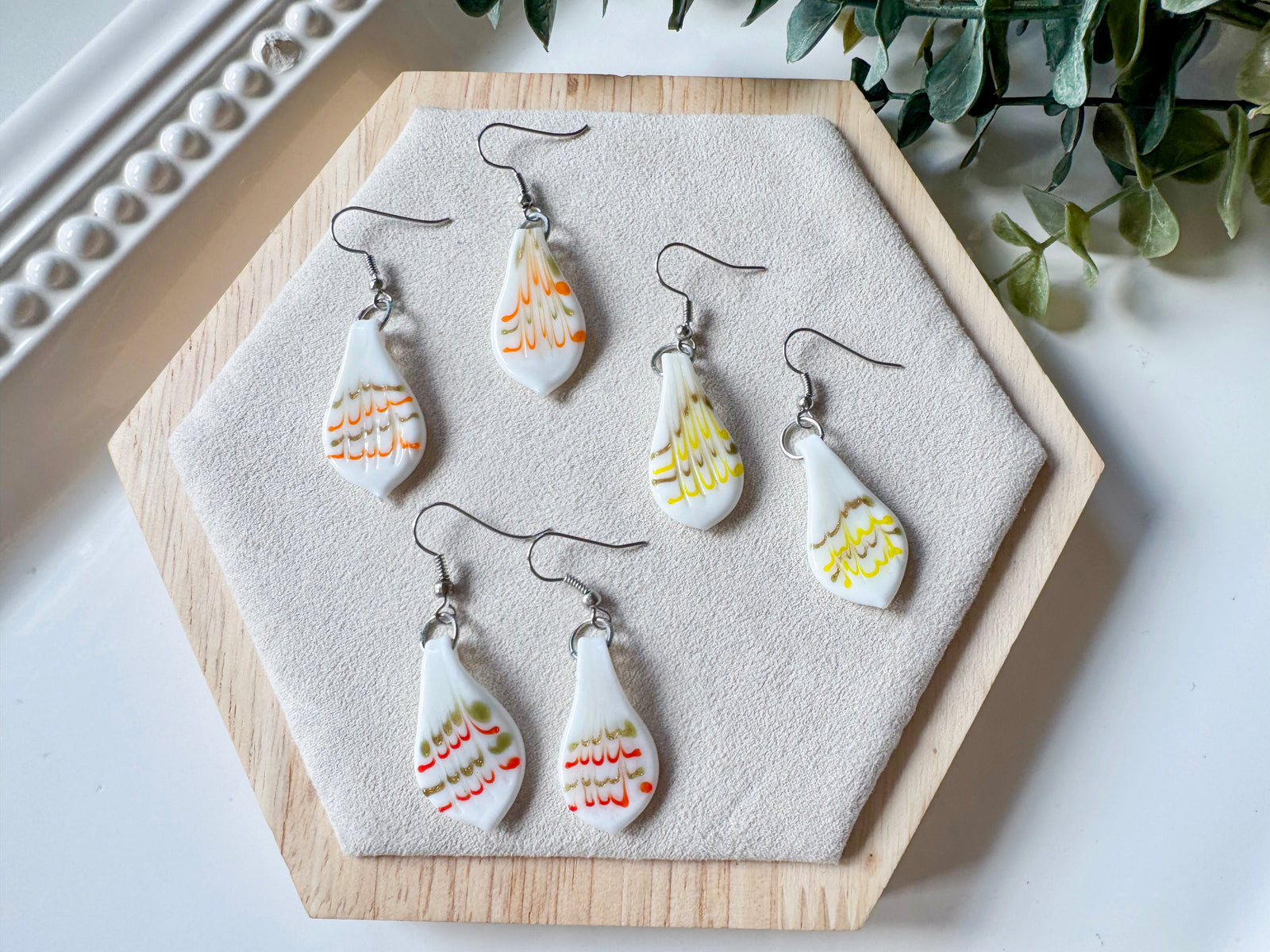 Glass Petal Drop Earrings