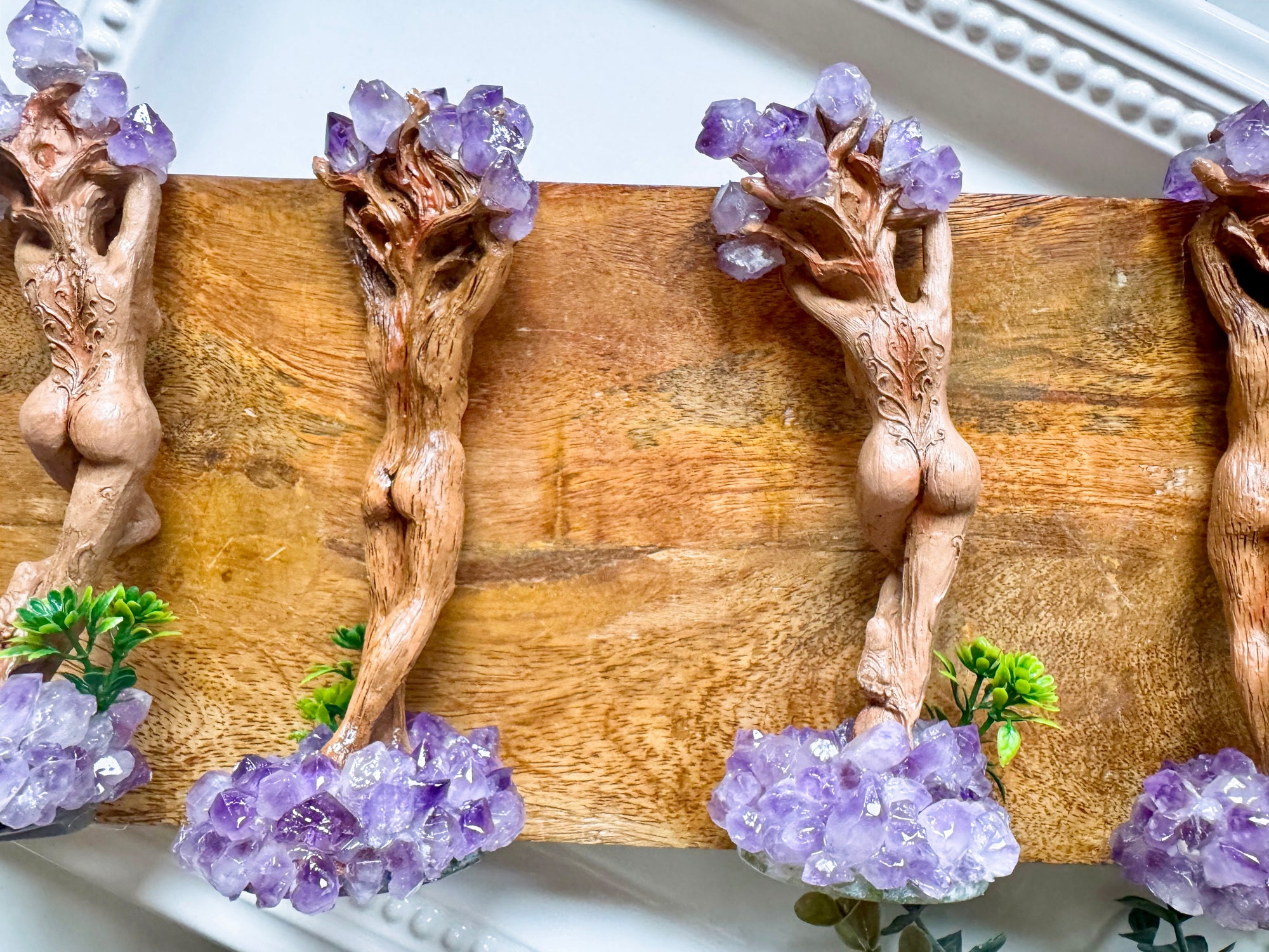 God & Goddess of the Forest Statues with Amethyst Accents