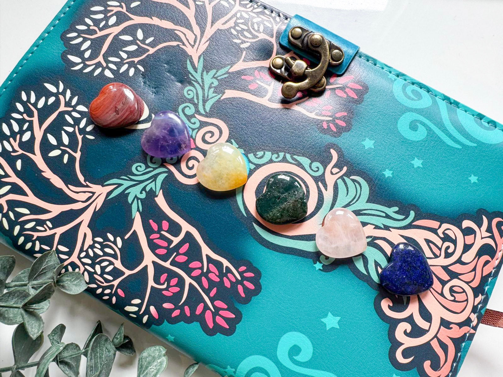 Goddess Tree of Life Journal with Crystal Mini Hearts