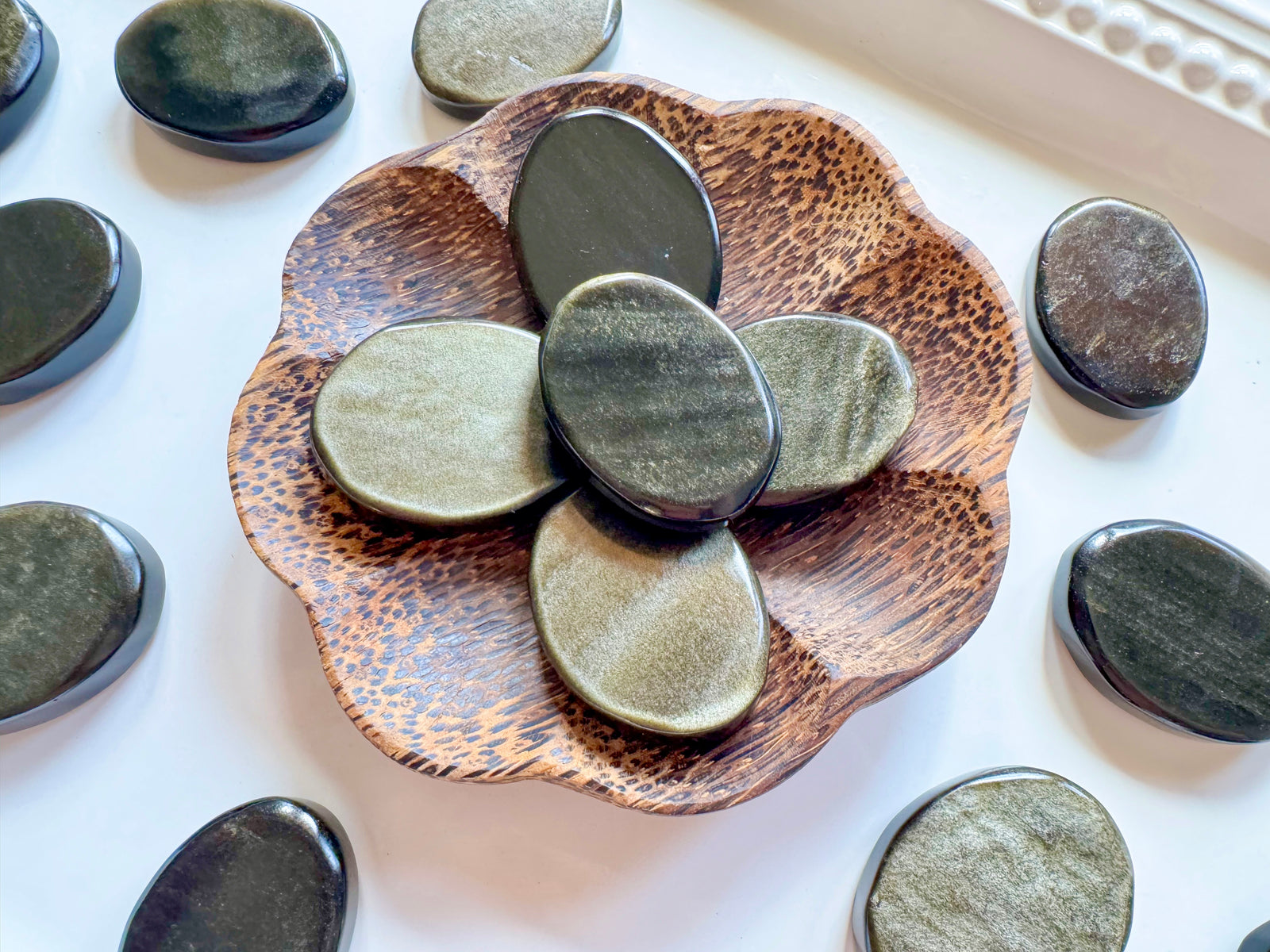 Gold Sheen Obsidian Flat Palm Stone
