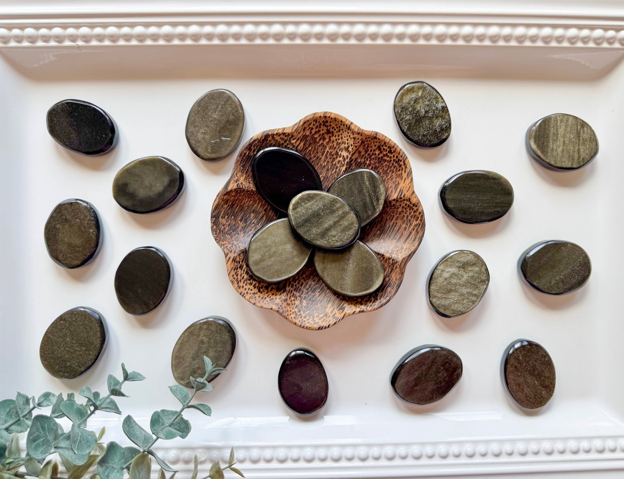Gold Sheen Obsidian Flat Palm Stone
