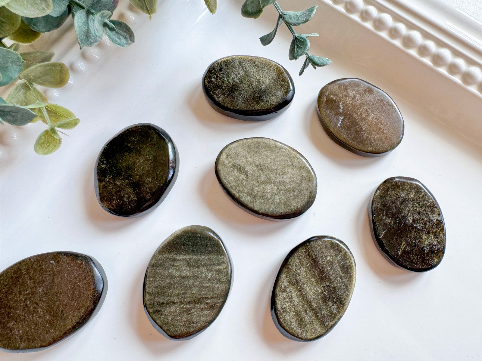 Gold Sheen Obsidian Flat Palm Stone
