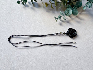 Gold Sheen Obsidian Rose Cord Necklace