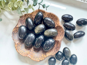 Gold Sheen Obsidian Round Tumbled Stone
