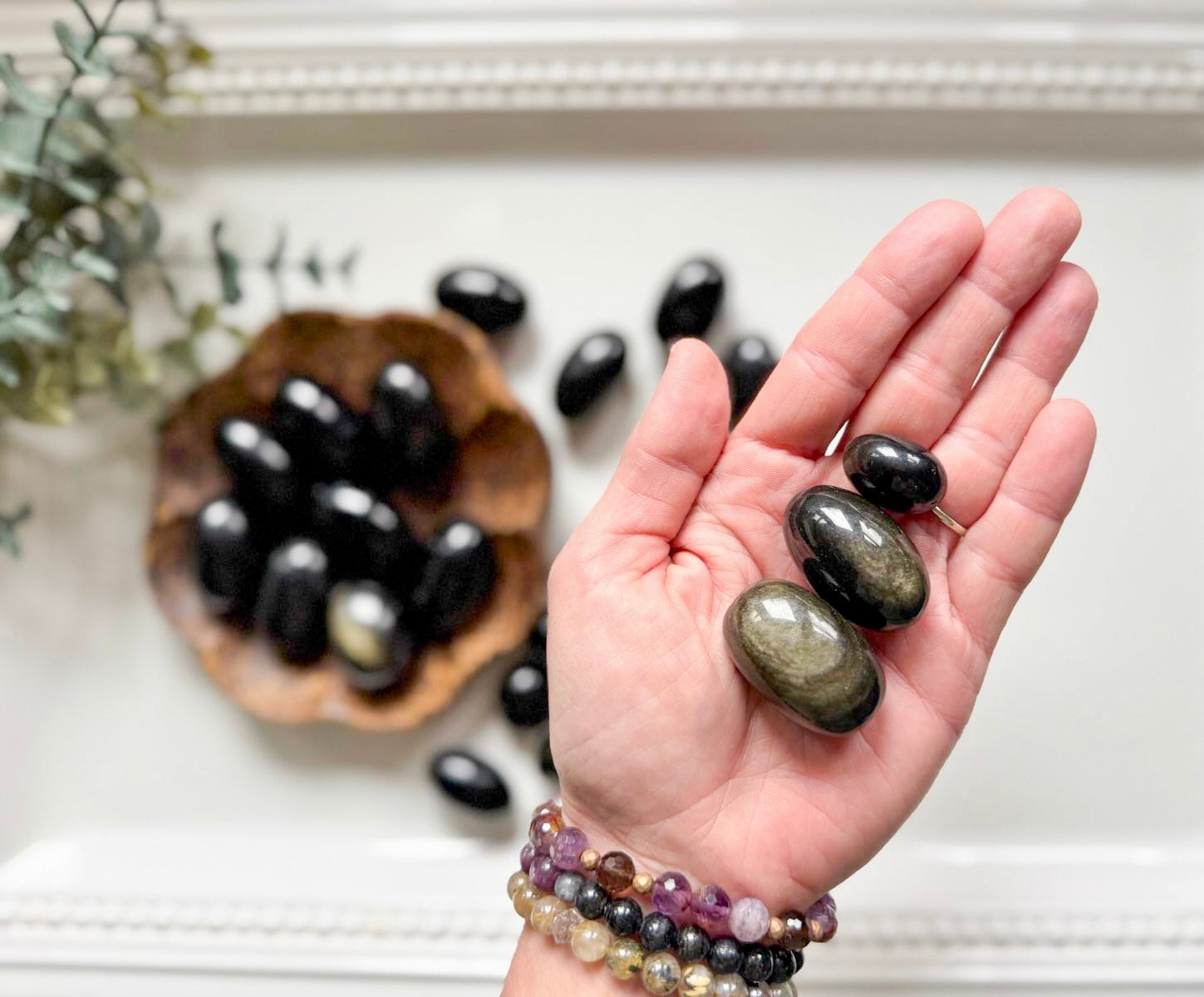 Gold Sheen Obsidian Round Tumbled Stone