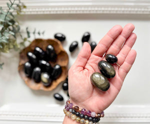 Gold Sheen Obsidian Round Tumbled Stone