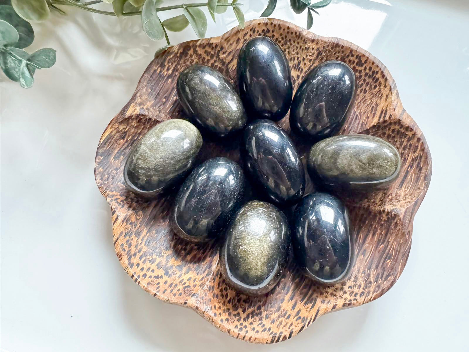 Gold Sheen Obsidian Round Tumbled Stone