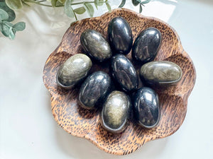 Gold Sheen Obsidian Round Tumbled Stone