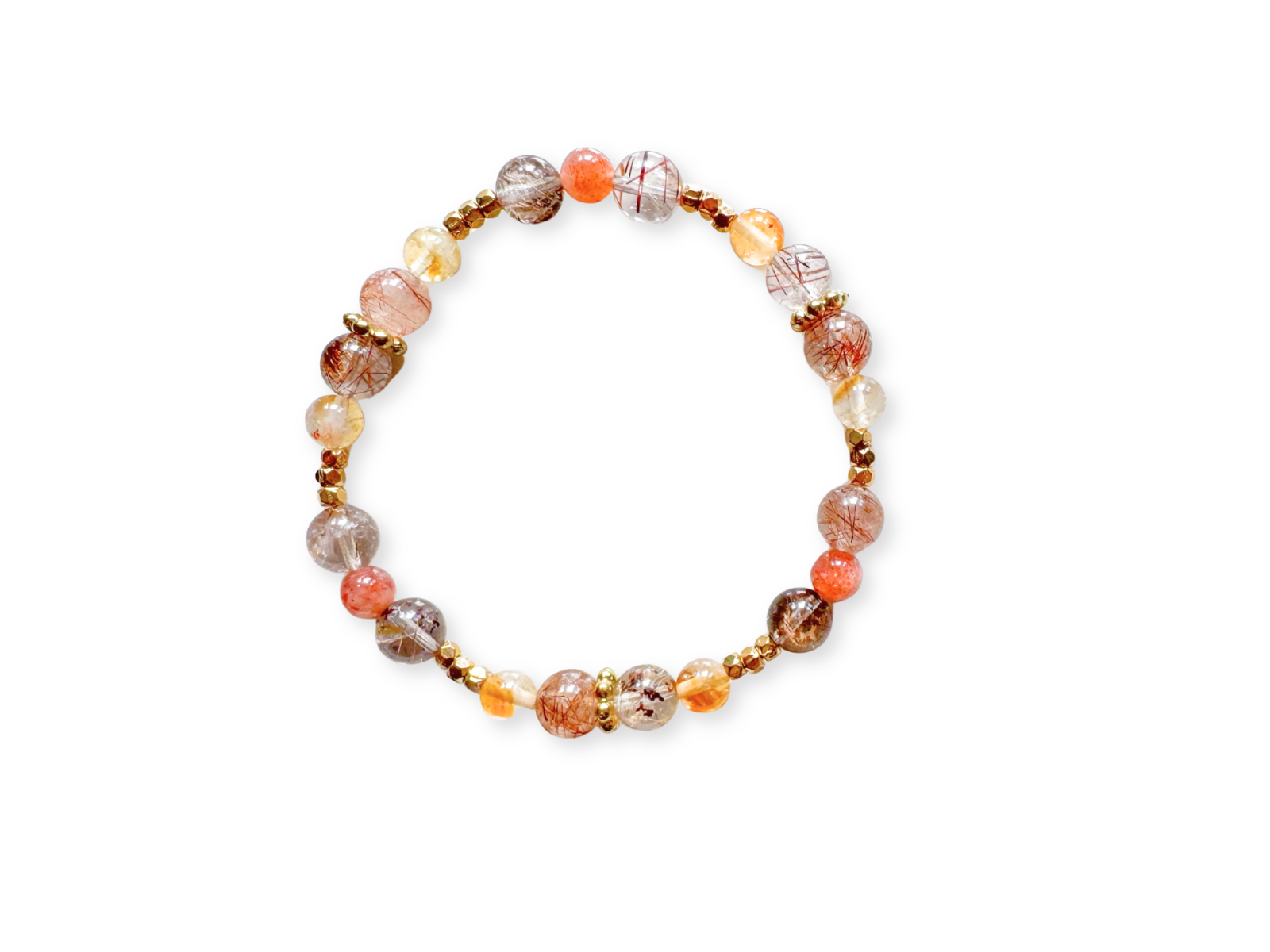 Golden Hour Beaded Bracelet || Rutilated Quartz, Citrine & Sunstone || Reiki Infused