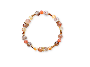 Golden Hour Beaded Bracelet || Rutilated Quartz, Citrine & Sunstone || Reiki Infused