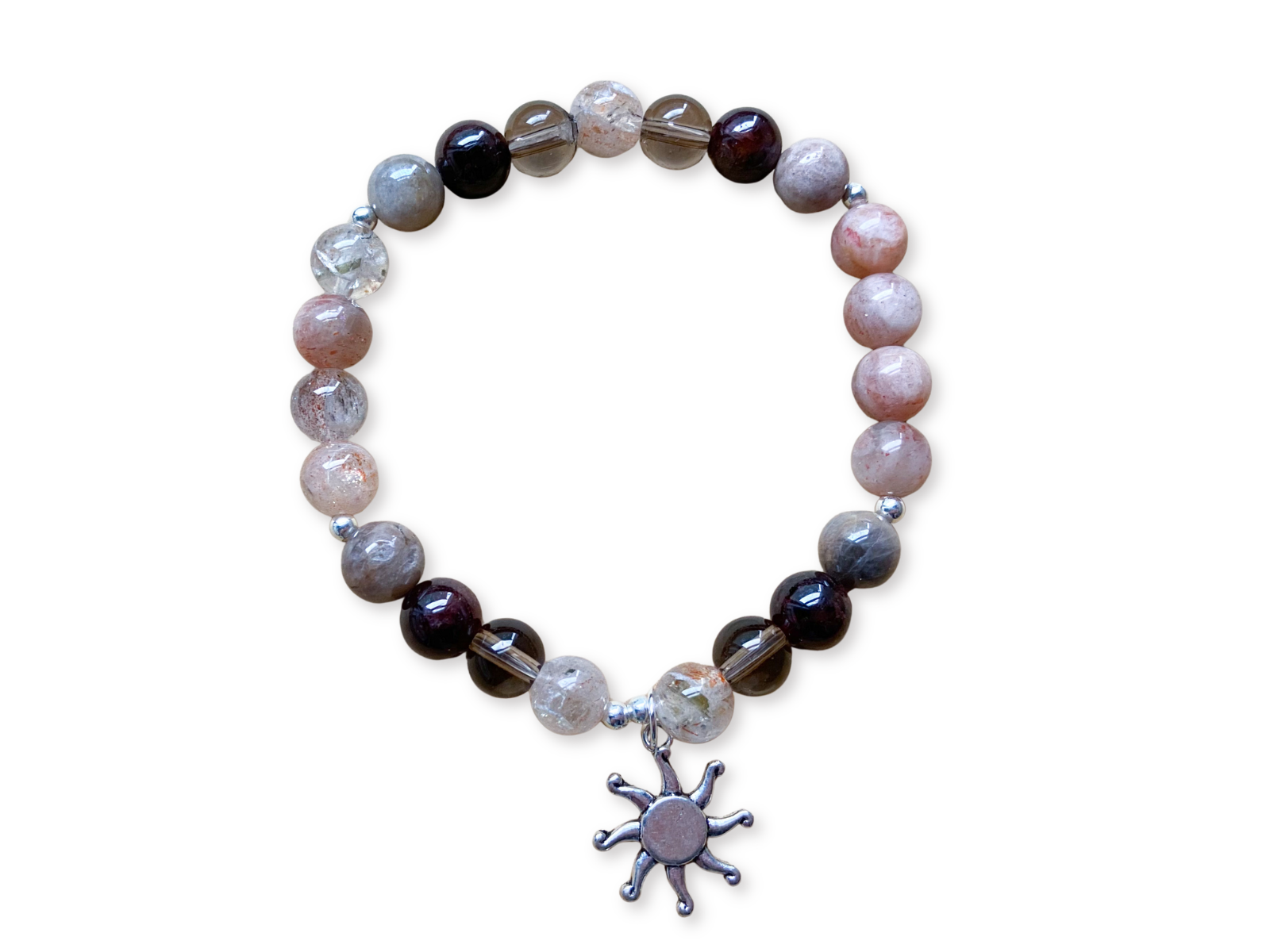 Gray Moonstone, Sunstone, Garnet & Smoky Quartz || Reiki Infused