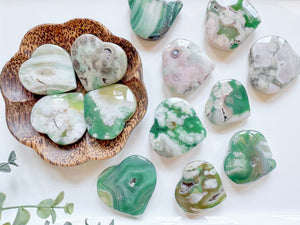 Green-Colored Flower Agate Heart