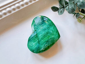 Green-Colored Moonstone Heart