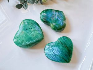Green-Colored Moonstone Heart