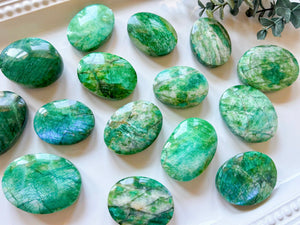 Green-Colored Moonstone Palm Stone