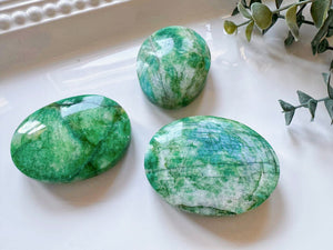 Green-Colored Moonstone Palm Stone