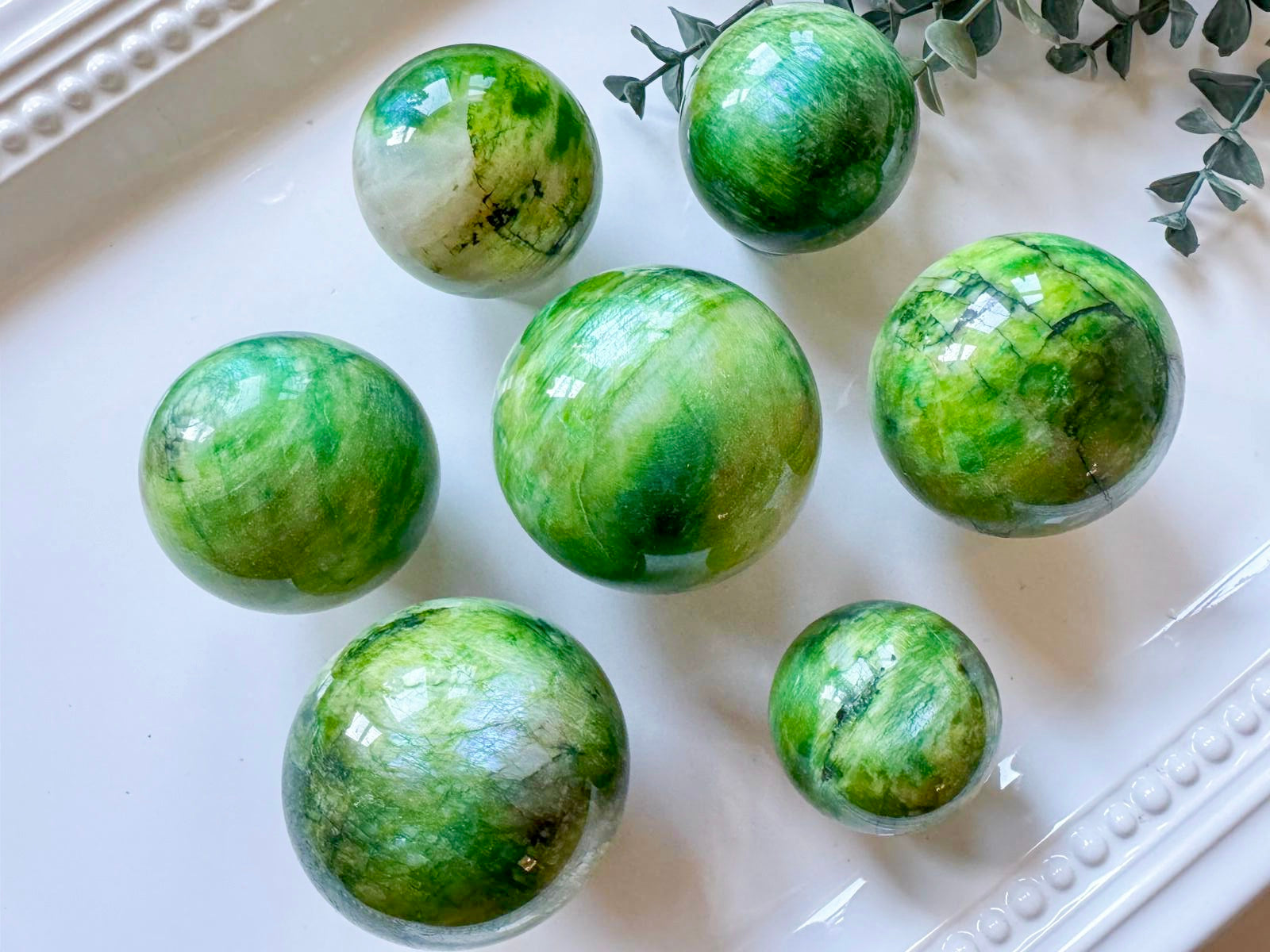 Green-Colored Moonstone Sphere