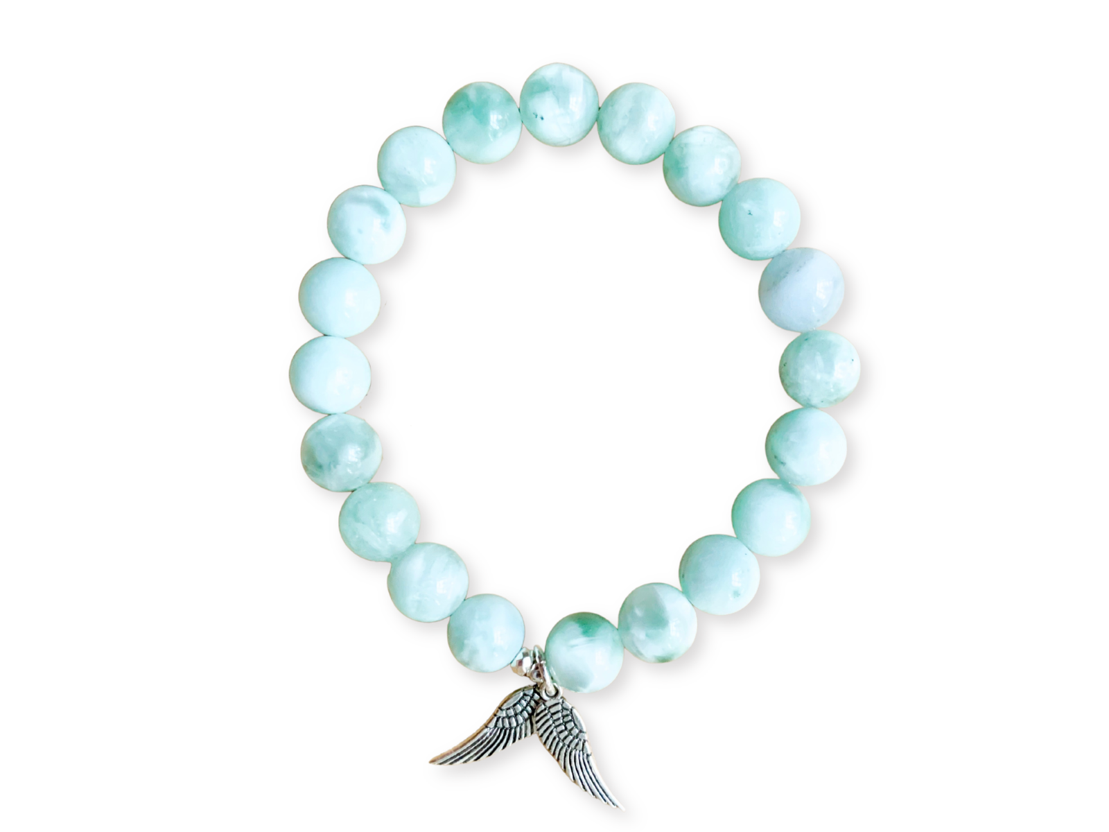 Green Angelite Angel Wing Bracelet || Reiki Infused