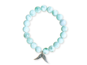 Green Angelite Angel Wing Bracelet || Reiki Infused