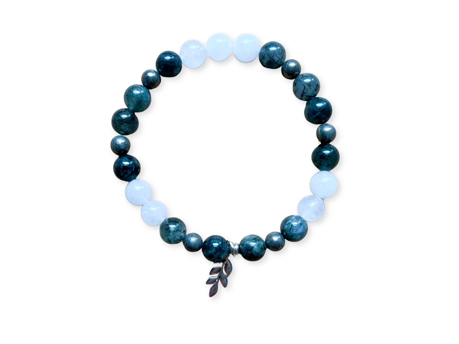 Green Quartz, Milky Quartz & Pyrite Vine Beaded Bracelet || Reiki Infused