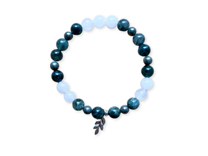 Green Quartz, Milky Quartz & Pyrite Vine Beaded Bracelet || Reiki Infused