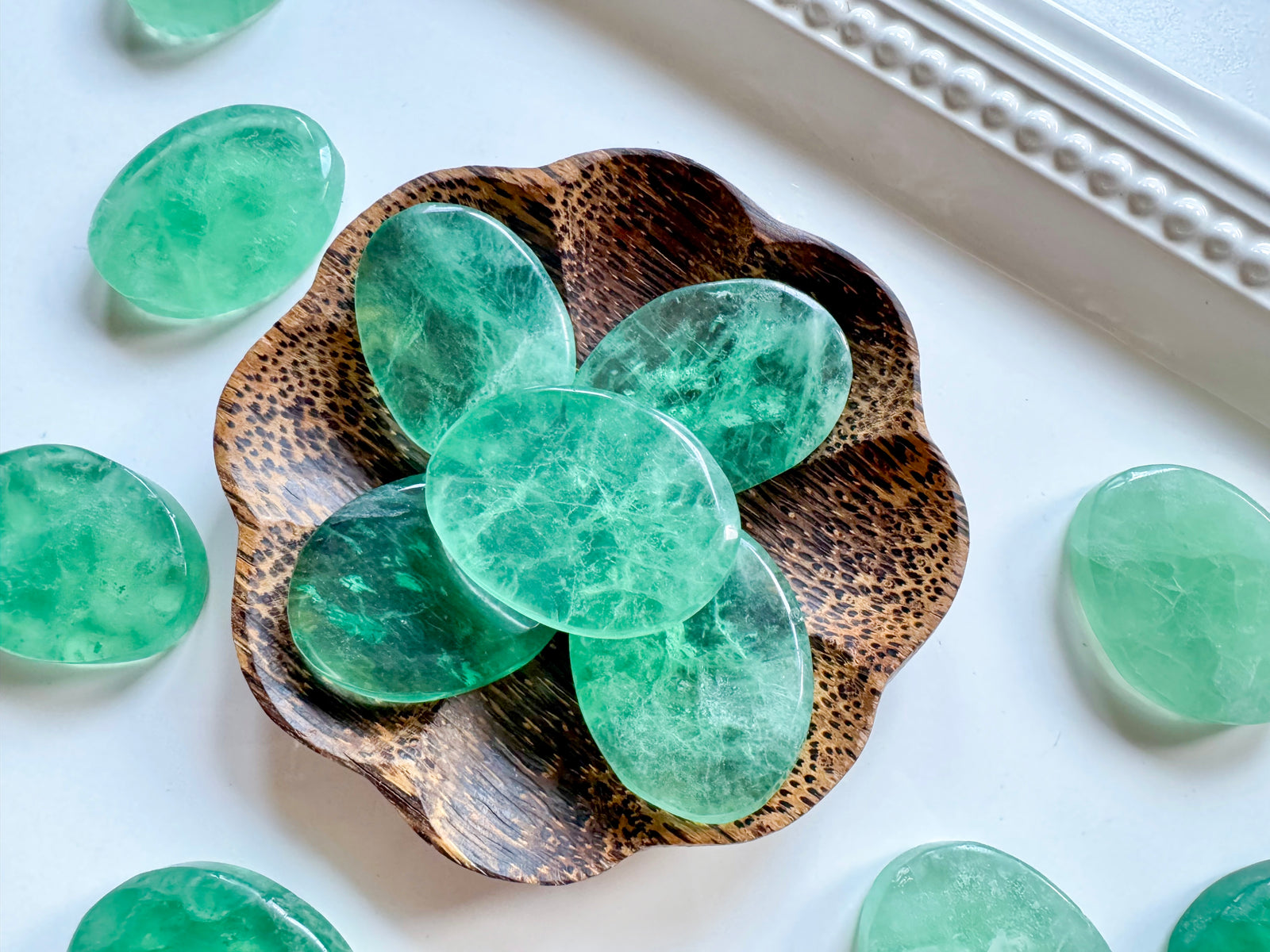 Green Fluorite Flat Palm Stone
