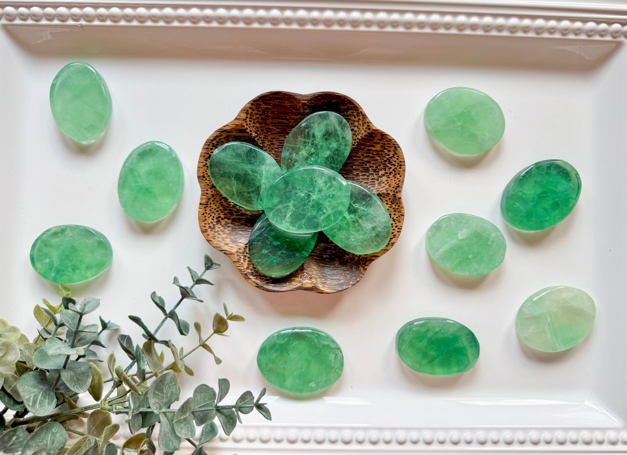 Green Fluorite Flat Palm Stone
