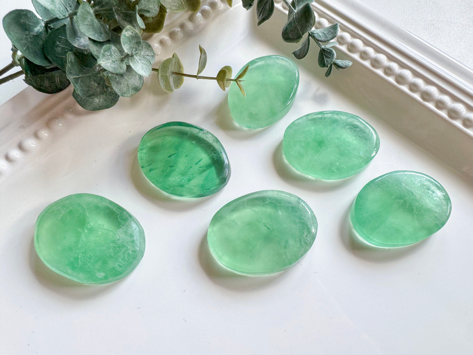 Green Fluorite Flat Palm Stone
