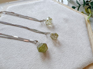 Green Tourmaline Faceted Quartz Pendant Necklace
