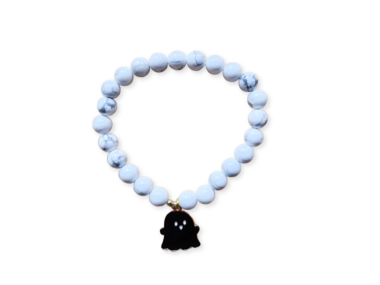Halloween Collection || Howlite Ghost Beaded Bracelet || Reiki Infused