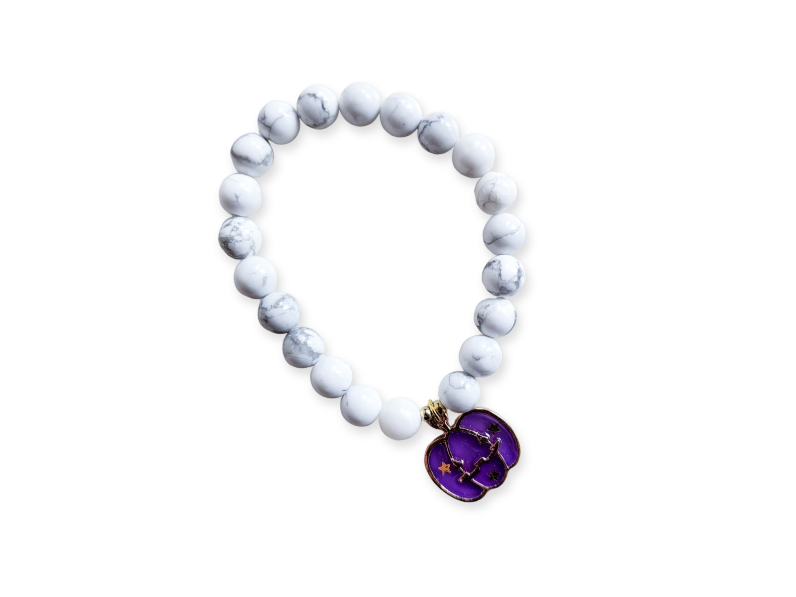 Halloween Collection || Howlite Jack-o'-Lantern Beaded Bracelet || Reiki Infused