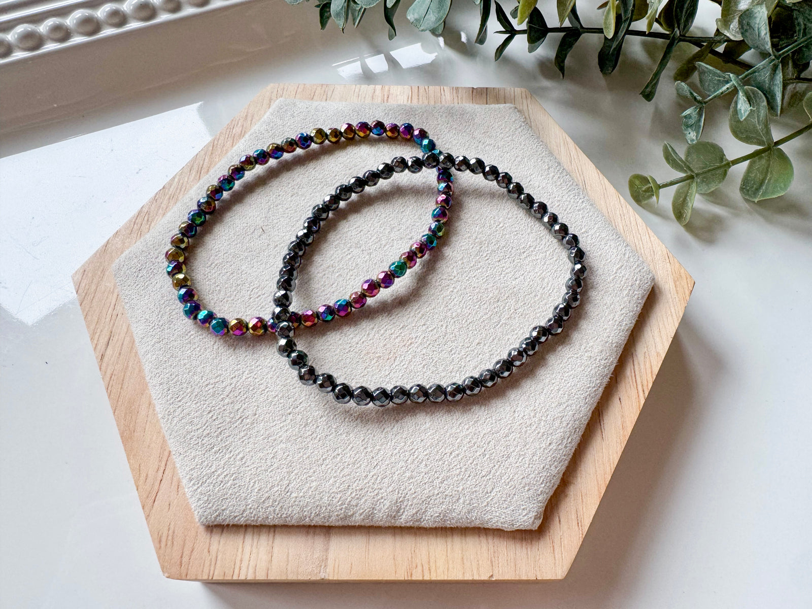 Hematite Faceted Bead Bracelet 4mm