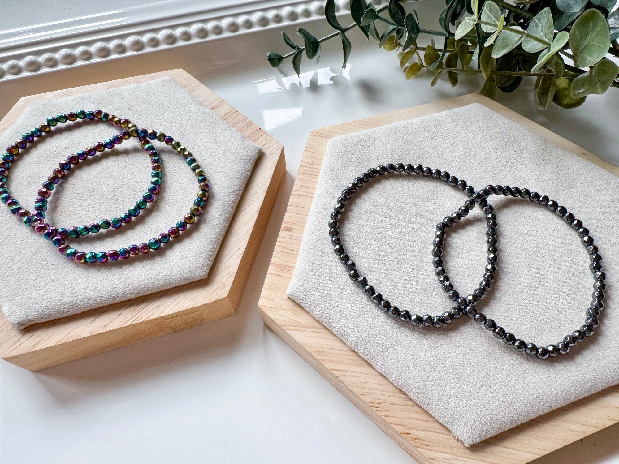 Hematite Faceted Bead Bracelet 4mm