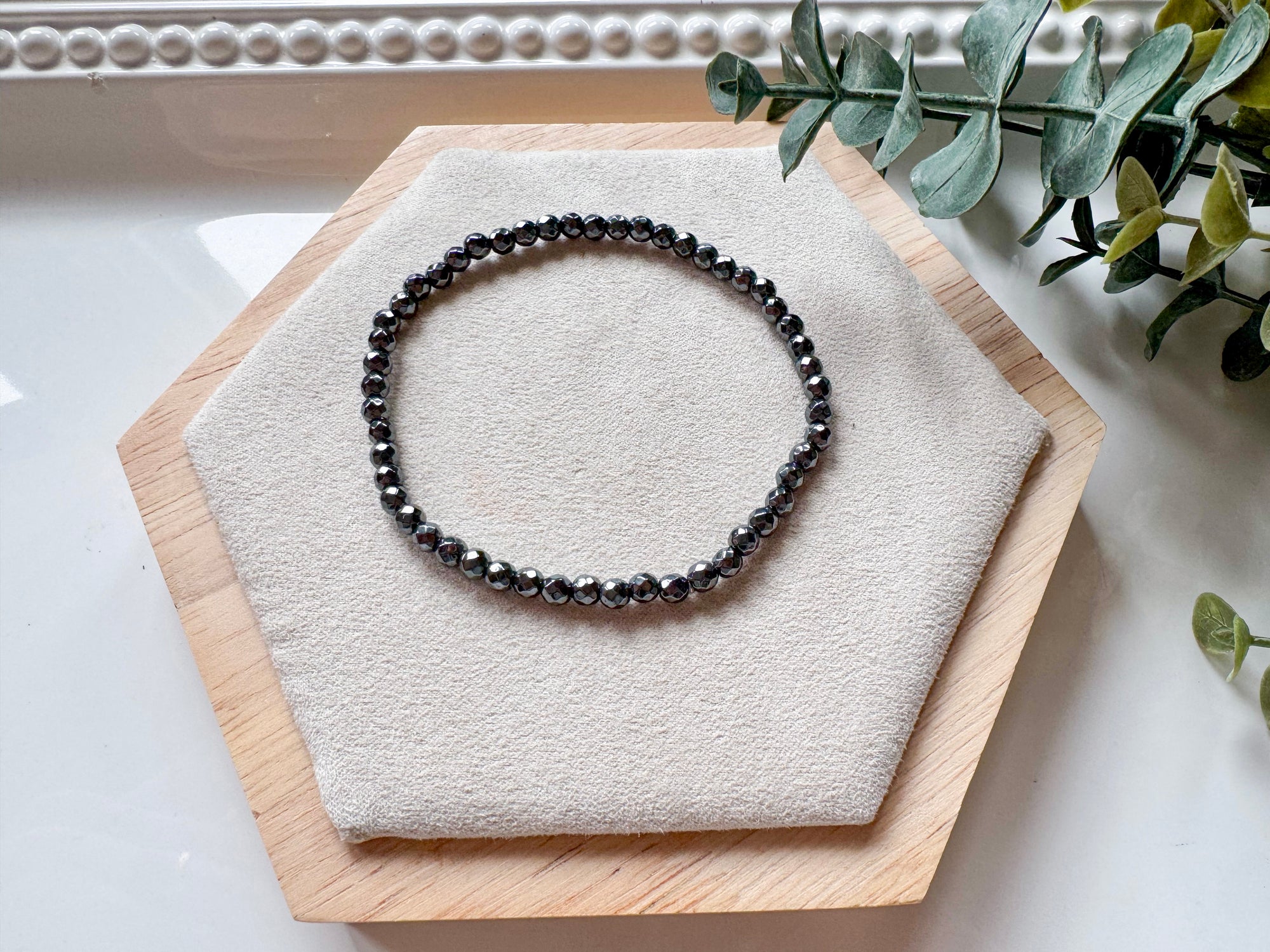 Hematite Faceted Bead Bracelet 4mm