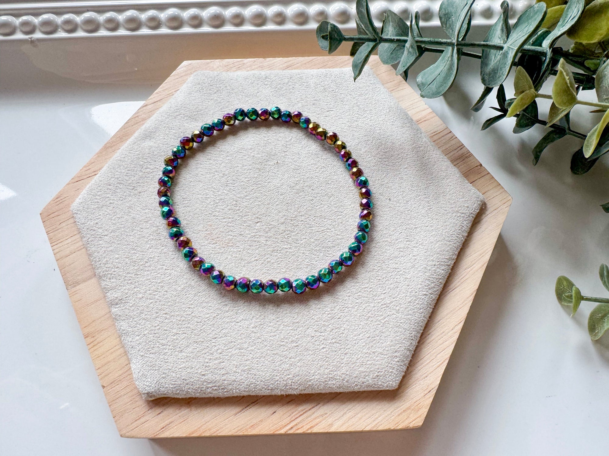 Hematite Faceted Bead Bracelet 4mm