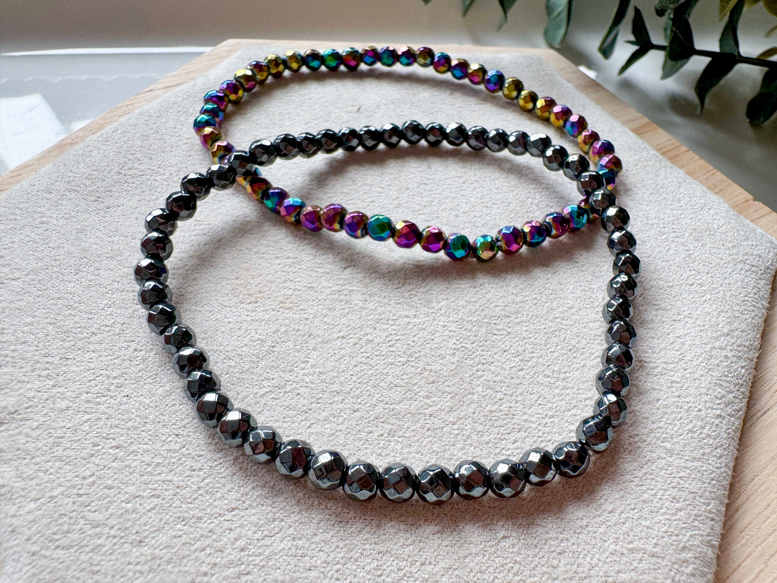 Hematite Faceted Bead Bracelet 4mm