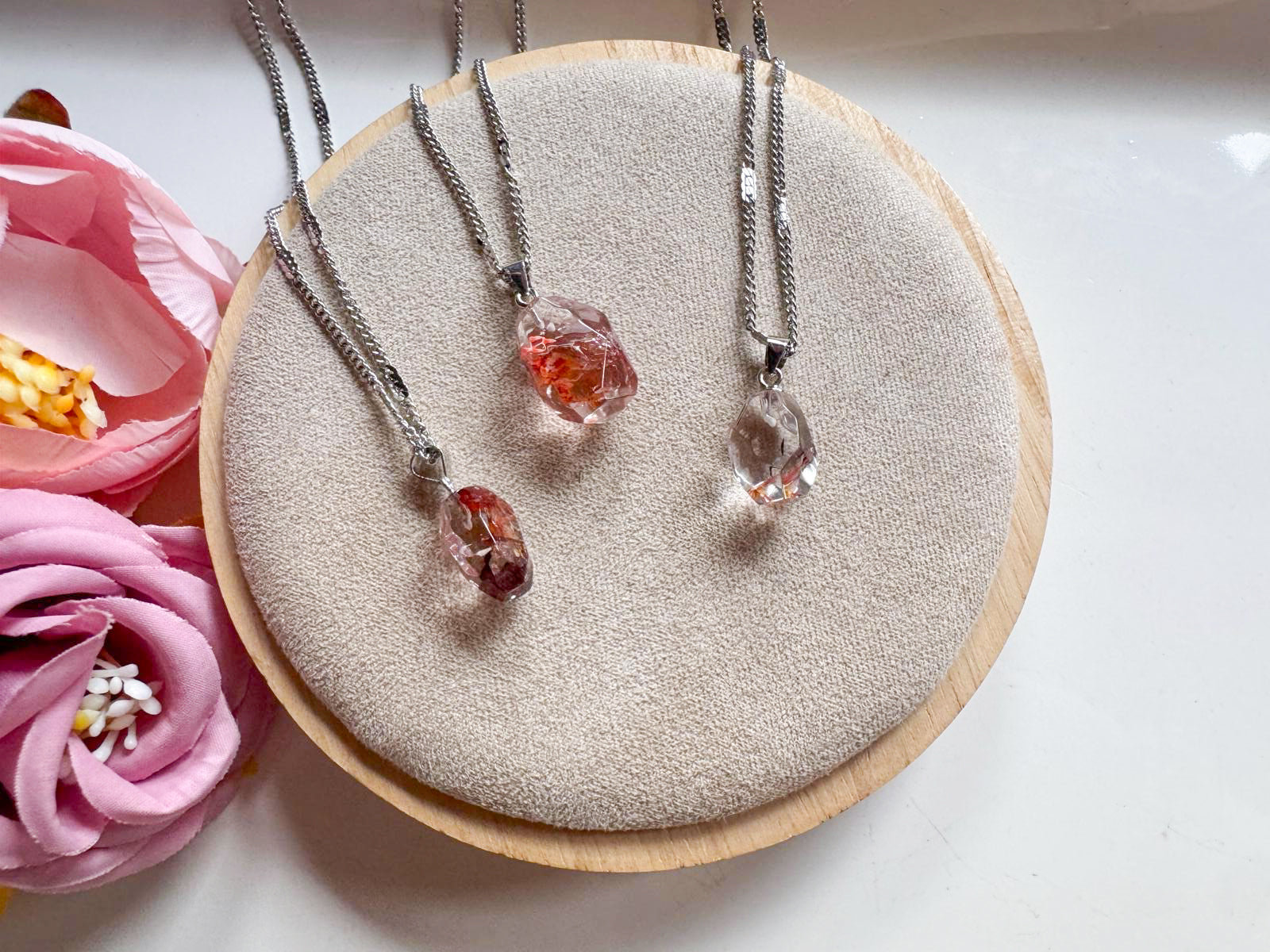 Hematoid Fire Quartz Faceted Gem Necklace