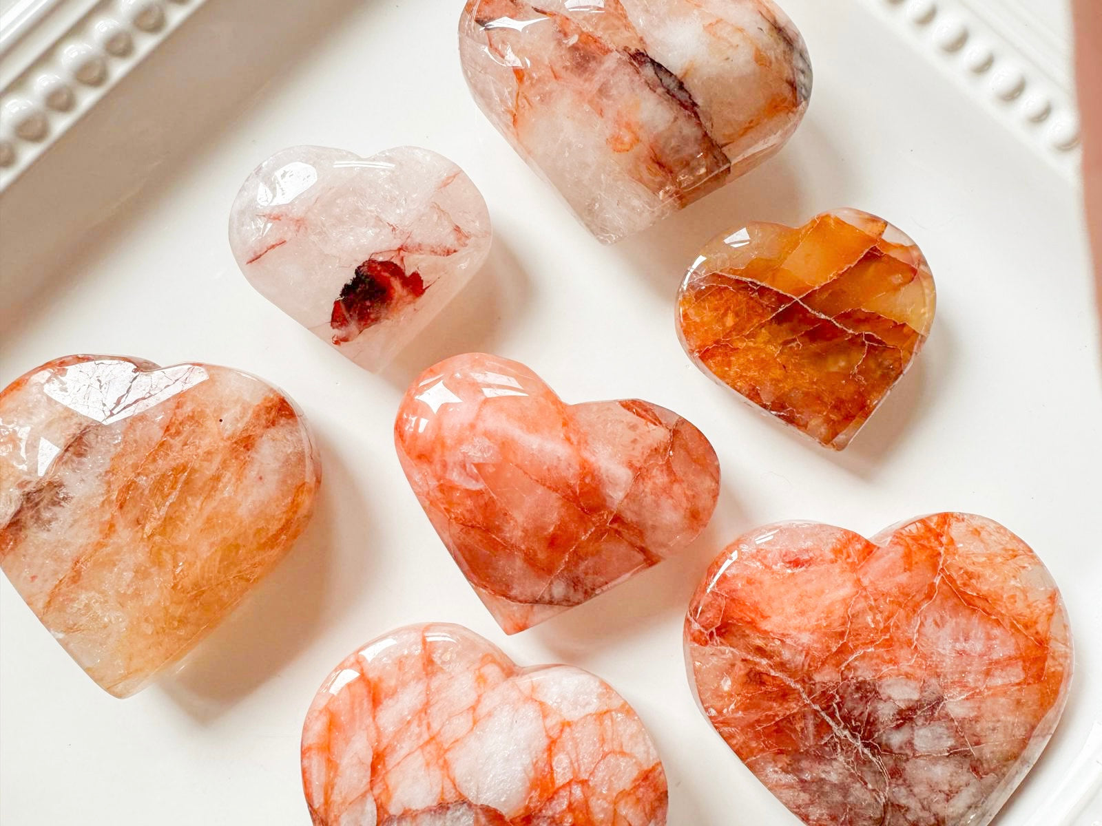 Hematoid Quartz & Golden Healer Hearts