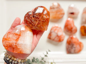 Hematoid Quartz & Golden Healer Hearts