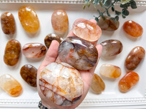 Hematoid Quartz & Golden Healer Palm Stones