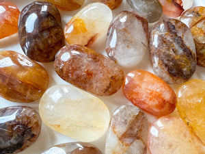 Hematoid Quartz & Golden Healer Palm Stones