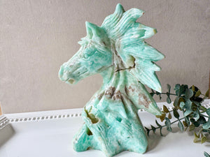 Hemimorphite Horse Carving