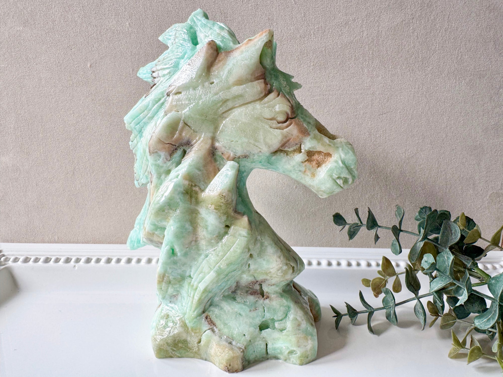 Hemimorphite Horse Carving