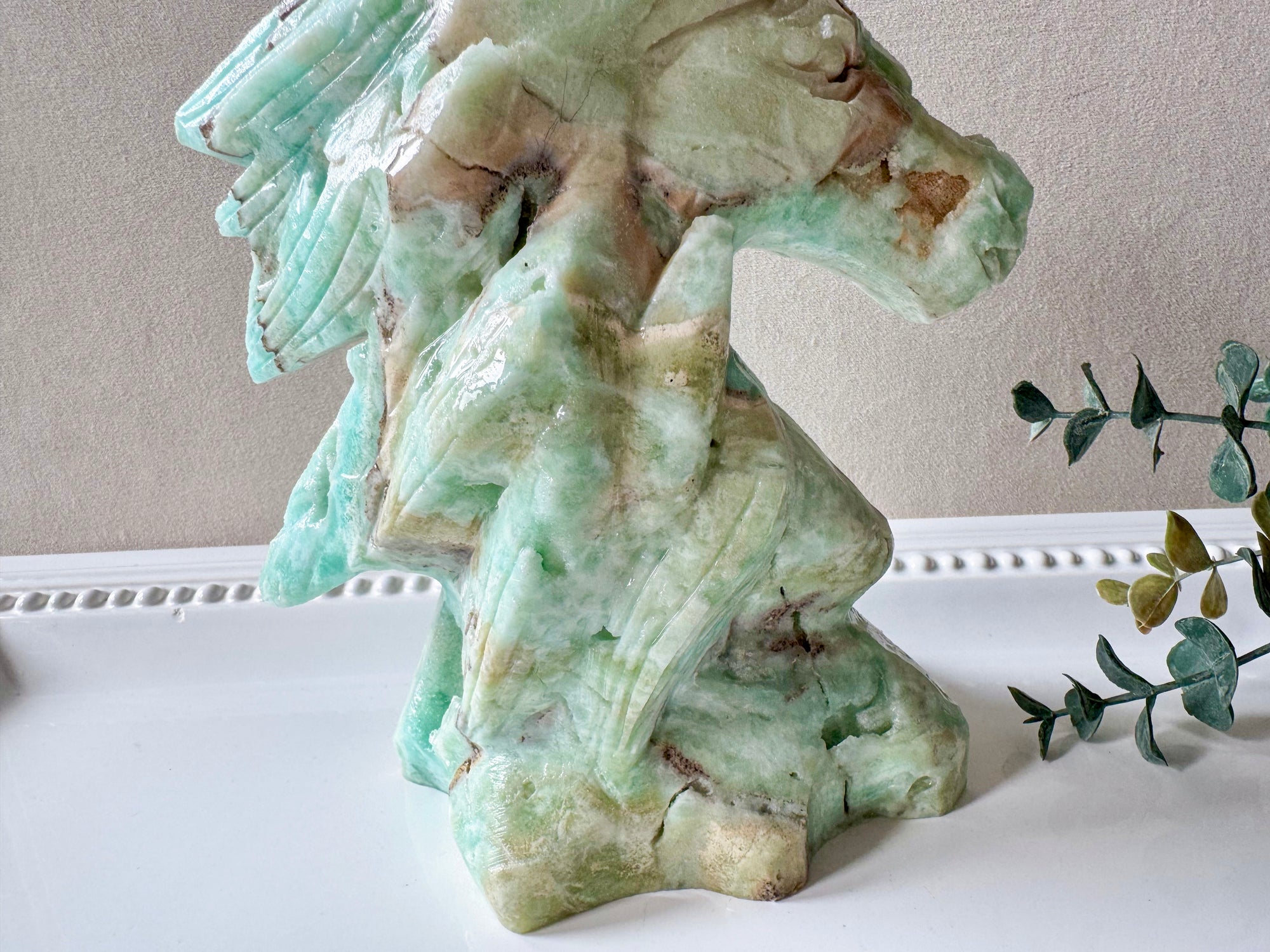 Hemimorphite Horse Carving