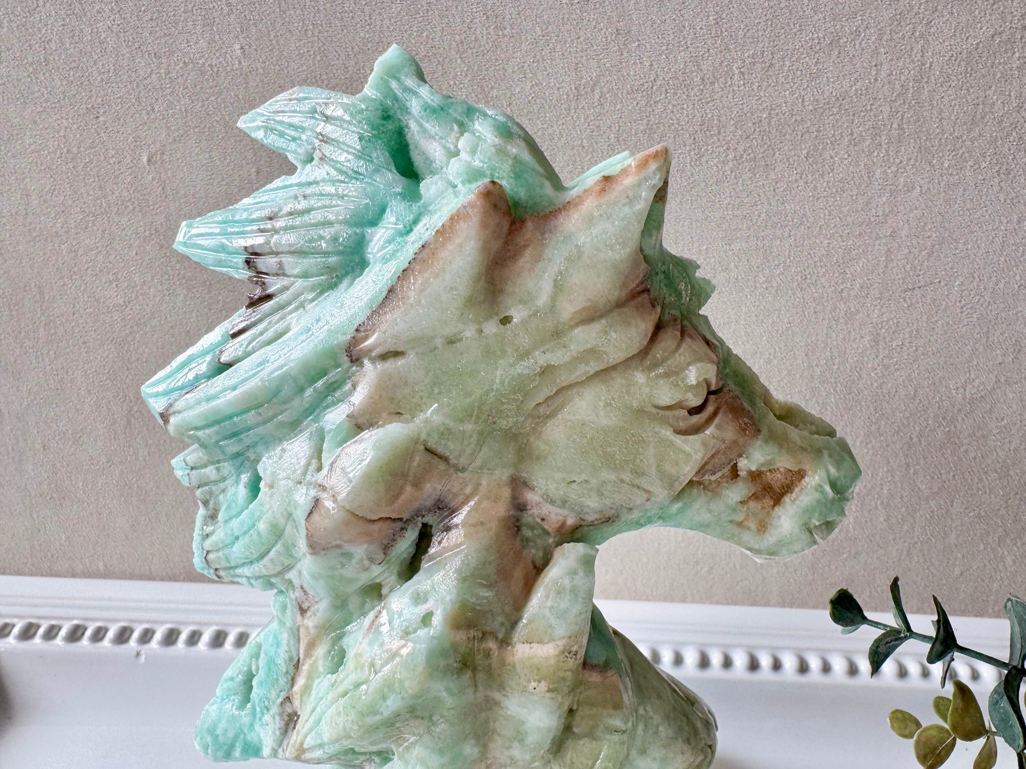 Hemimorphite Horse Carving