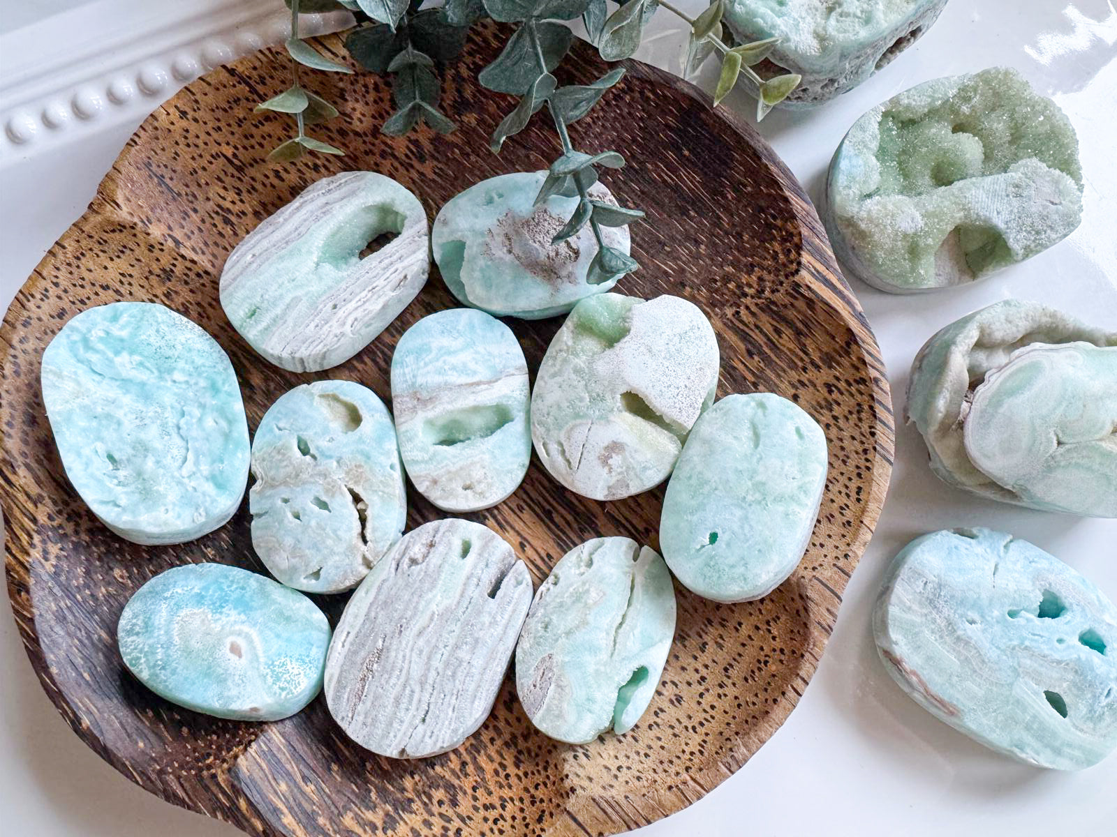 Hemimorphite Palm Stone || Matte & Raw Finish