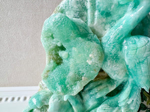 Hemimorphite Peacock & Lotus Carving