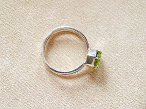 Hexagon Double Band Sterling Ring || Peridot