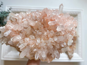 Himalayan Pink Samadhi Quartz Cluster || India